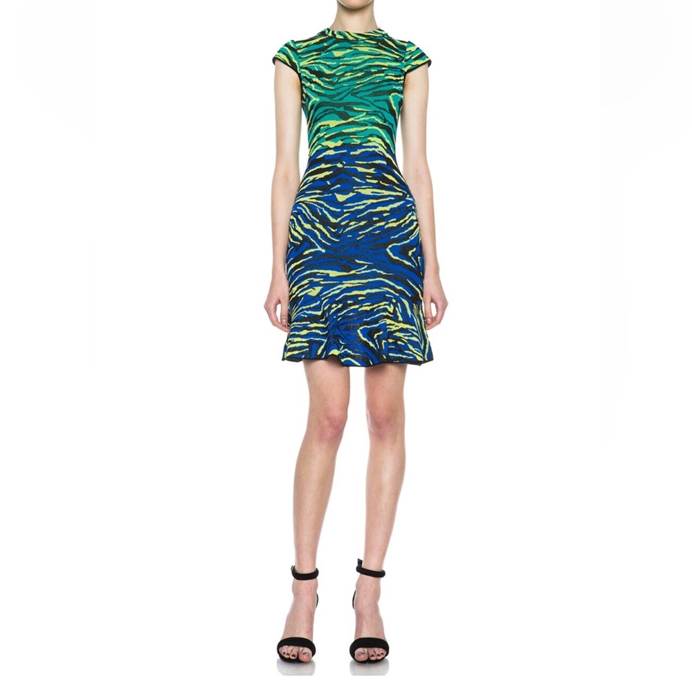 M by Missoni Green and Blue Patterned Mini Dress